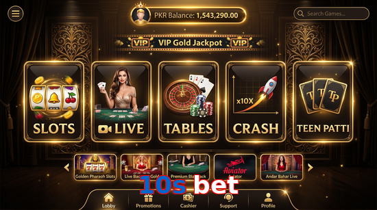 Main screen of 10S Bet casino page for PK players