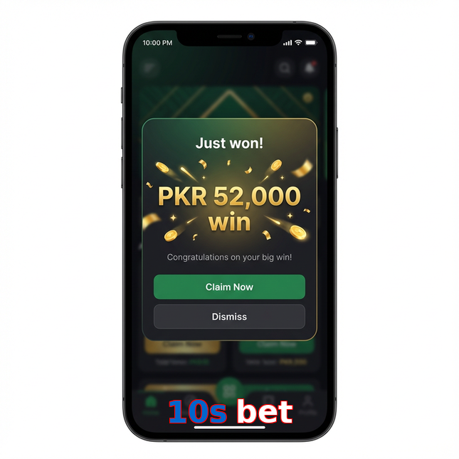Main screen of 10S Bet win page for PK players